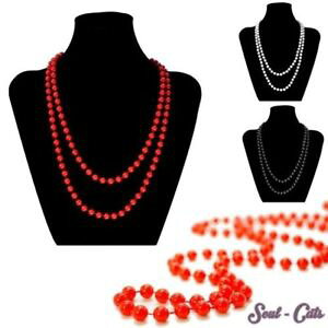 �y���������z�l�b�N���X�@�p�[���u���b�N���b�h�z���C�g�l�b�N���X�l�b�N���Xune joli e collier collier de perles perles noir rouge blanc