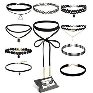 yzlbNX@ubNlbNxxbgbg[X^[noir ras du cou extensible velours collier dentelle tour de tatouage lot 10