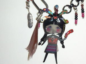 yzlbNX@ETMt@^W[collier ras de cou poupe pocca plumes et lapin marron bijoux fantaisies lol