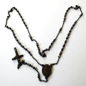 yzlbNX@Rcollana uomo rosario acciaio nero con crocifisso 65 cm palline 4 mm 4 u