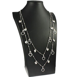 �y���������z�l�b�N���X�@�{�[���`�F�[���l�b�N���Xstupfiant fin deux rang ball chain argent cur breloque 80cm long collier