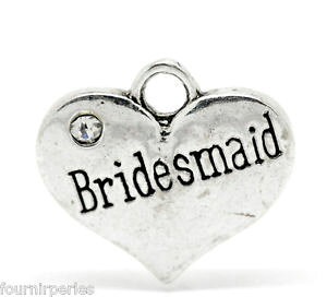�y���������z�l�b�N���X�@�y���_���g100 pendentifs breloques charms coeur bridesmaid strass blanc 16x14mm