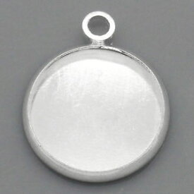 【送料無料】ネックレス　ペンダントサポートラウンドシルバーレンズ100 pendentifsbreloques charm rond support cabochon argent 19mm x 16mm b24952