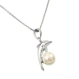 【送料無料】ネックレス　スターリングシルバーネックレスargent sterling collier wdauphin sautant sur perle