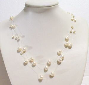 �y���������z�l�b�N���X�@�N�����v�t���[�e�B���O�s���N�p�[���L�����o�Xflottant collier toile ras du cou de culture blanc ou rose perle 432cm gb