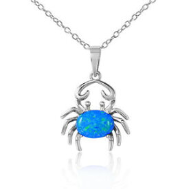 【送料無料】ネックレス　スターリングシルバーネックレスワタリガニオパールargent sterling collier w bleu opale crabe pendentif