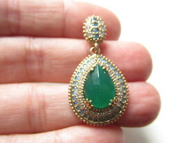 【送料無料】ネックレス　エメラルドトルコクォーツターコイズスルタンturque meraude turquoise quartz 925k argent faitmain hurrem sultan pendentif