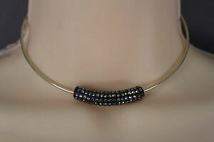 �y���������z�l�b�N���X�@�u�b�V���O���[�hamusant femmes thin mtal dor bague la mode ras du cou court collier noir