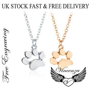 �y���������z�l�b�N���X�@�`���b�g�J�X�^��personnalis vincenza empreintes de pattes collier avec gravure animal chat ou
