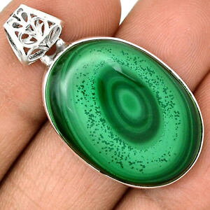 �y���������z�l�b�N���X�@�}���J�C�g�}�E���gsublime pendentif malachite monture argent 925 ref 6439