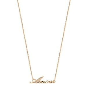 �y���������z�l�b�N���X�@�l�b�N���X���b�V���`�F�[�����b�Z�[�Wcollier plaqu or chaine maille fort 08mm message amour