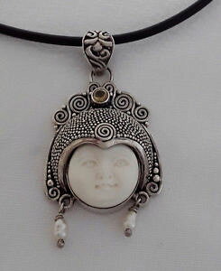 �y���������z�l�b�N���X�@�N���G�C�V�����V���o�[�y���_���g�g�p�[�Yagnes creations sublime pendentif argent 925 amp; os sculpte amethyste amp; topaze