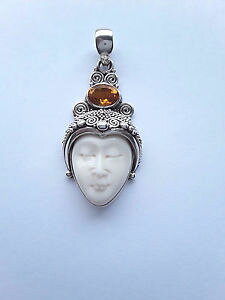 �y���������z�l�b�N���X�@�N���G�C�V�����V���o�[�A���v�y���_���g�V���g��agnes creations beau pendentif en argent 925 amp; os sculpte orne dune citrine