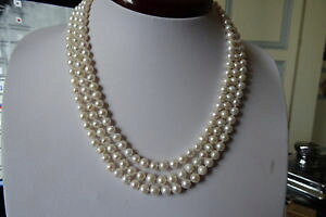 �y���������z�l�b�N���X�@�N���b�vcollier de 3 rangs de perles de culture