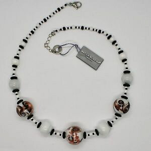 �y���������z�l�b�N���X�@�x�l�`�A�R���f�B�����m�r�A���R�l��collana antica murrina venezia con vetro di murano bianco nero arancio coa89a15