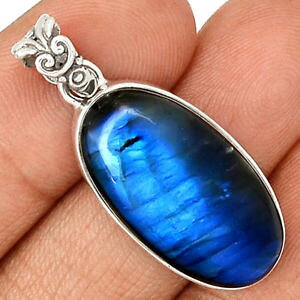 �y���������z�l�b�N���X�@�y���_���g�}�E���g�V���o�[pendentif protection labradorite monture argent 925 ref 2892