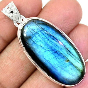 �y���������z�l�b�N���X�@�y���_���g�}�E���g�V���o�[pendentif protection labradorite monture argent 925 ref 4228