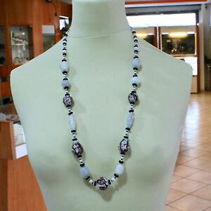 �y���������z�l�b�N���X�@�x�l�`�A�R���f�B�����m�r�A���R�l��collana antica murrina venezia con vetro di murano bianco nero bronzo coa88a15