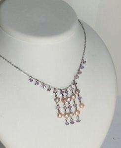 �y���������z�l�b�N���X�@�l�b�N���X�V���o�[collier argent perles de culture et amethystes