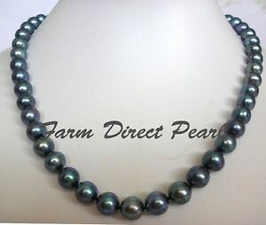 �y���������z�l�b�N���X�@���E���h�l�b�N���X457cm vritable rond 910mm perle noire collier guirlande culture deau douce