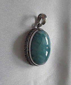 �y���������z�l�b�N���X�@�V���o�[agnes creations beau pendentif femme moderne en argent 925 amp; larimar ovale