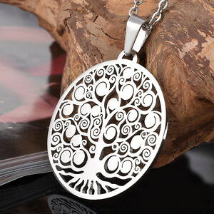�y���������z�l�b�N���X�@�X�e�����X�X�`�[���c���[5 pendentif breloque arbre de vie acier inoxydable 316l 385x354mm
