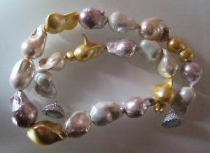 �y���������z�l�b�N���X�@�l�b�N���X�o���b�N�N���X�vjoli collier perles baroques multicolores 2025mm et 45cmfermoir magntique