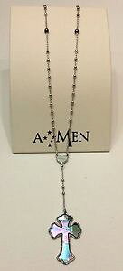 【送料無料】ネックレス アーメンアルジェントクオーレamen collana girocollo argento croce madreperla nera cuore clbmpg4