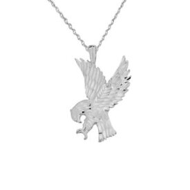 【送料無料】ネックレス　ソリッドkホワイトゴールドアメリカンイーグルネックレスsolide 14k or blanc american eagle collier