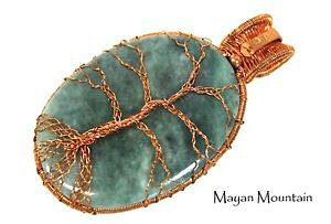 �y���������z�l�b�N���X�@�O�A�e�}���J�{�V�������C���[�p�b�P�[�Wguatmaltque bleu jadite jade cabochon fil enveloppe emball cuivre