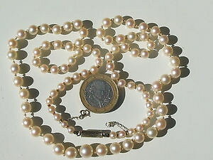 �y���������z�l�b�N���X�@�N���b�v�z���C�g�S�[���h�N���X�vbeau et grand collier ancien avec perle de culture et fermoir en or blanc 18k
