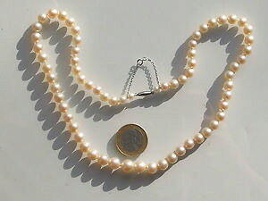 �y���������z�l�b�N���X�@�N�����v�z���C�g�S�[���h�N���X�v�p�[��tres beau collier ancien avec grosse perle de culture et fermoir en or blanc 18k
