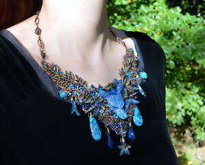 �y���������z�l�b�N���X�@�N���b�v�N���X�^���T�C�����|�Z�C�h�����s�X���Y��collier sirne cristal loup bleu fil enroul lapis lazuli roi de la mer poseidon