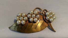 【送料無料】ネックレス　ピンクチュールメッキビーズancienne broche couture 1940 laiton dor et perles