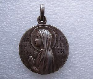 �y���������z�l�b�N���X�@�y���_���gpendentif religieux ancien en argent je suis limmacule conception 22cm 42gr