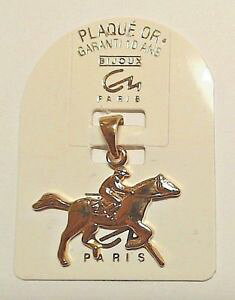 �y���������z�l�b�N���X�@���f���S�[���h�v���[�g���C�_�[pendentif ancien modele plaque or le cheval et son cavalier