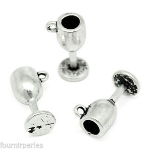 yzlbNX@y_gtH[X[YCOX250 pendentifs breloque lisse forme verre vin argent vieilli 16mmx8mm