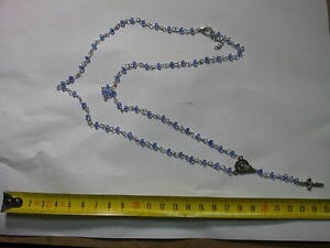 �y���������z�l�b�N���X�@�R���i�u���X���b�g�o�[�j���A���W�F���gcollana rosario corona religiosa cristalli celeste bracelet bagno argento
