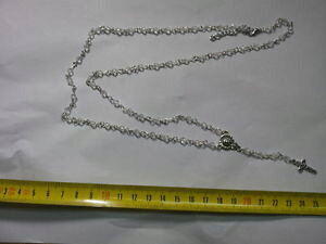 �y���������z�l�b�N���X�@�R���i�u���X���b�g�o�[�j���A���W�F���gcollana rosario corona religiosa cristalli trasparente bracelet bagno argento