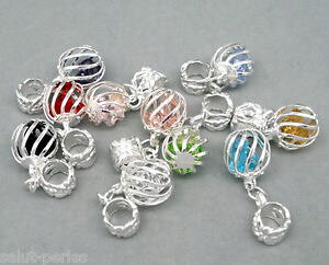 �y���������z�l�b�N���X�@�W���C���g�P�[�W�N���X�^���u���X���b�g50 mixte bijoux pendants cristal cage pr bracelet charms
