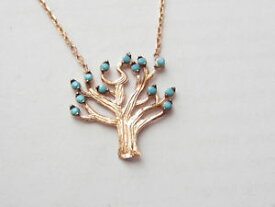 【送料無料】ネックレス　トルコピンクゴールドスターリングシルバーターコイズツリークリップturque or rose argent sterling 925 turquoise arbre gnalogique collier