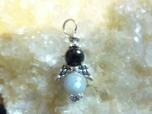 yzlbNX@y_gubNXslr[Ypendentif ange protection labradorite amp; spinelle noire perles 8mm