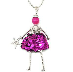 �y���������z�l�b�N���X�@�y���_���g�l�b�N���X�h���X�X�p���R�[��sp851d sautoir collier pendentif poupe robe strass et sequins mauve avec e