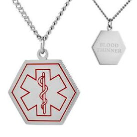 【送料無料】ネックレス　ステンレススチールブレスレットsang diluant inox alerte mdicale hexagone shape pendant, 762cm gourmette