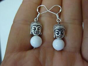 �y���������z�l�b�N���X�@�C�������O�r�[�Y�V���o�[boucles doreilles bouddha jade perles 8mm monture en argent 925