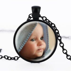 �y���������z�l�b�N���X�@���_���I���l�b�N���X�u���b�N�J�X�^���t�H�g�|�[�`collier mdaillon noir photo personnalise pochette cadeau lamp;d