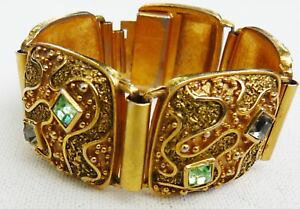 �y���������z�l�b�N���X�@�u�����Y�r���e�[�W�u���X���b�gbracelet vintage en bronze et strass de swarovski