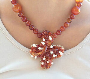 �y���������z�l�b�N���X�@�A���W�F���g�R���C�^���Acollana in argento 925 con croce agata e perle tessuta macram made in italy