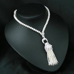yzlbNX@lbNXX^[OVo[collier sautoir perle de culture lopard argent sterling 925 pendantif tz