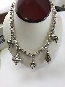 �y���������z�l�b�N���X�@�r���e�[�W�X�^�[�����O�l�b�N���X�����Nvintage argent sterling gros maillons pendant breloque collier